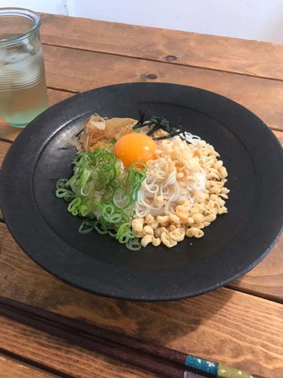 たぬき釜玉そうめん