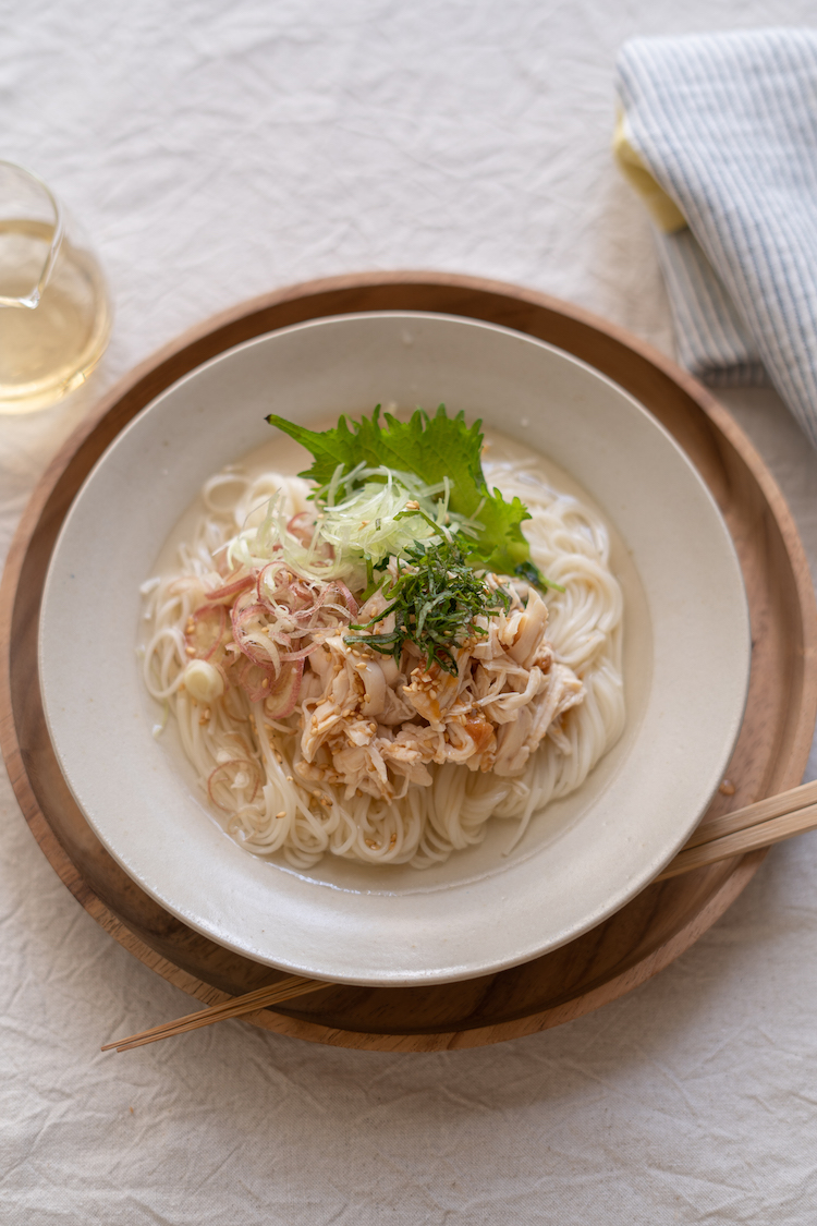 ささ身の梅和えそうめん