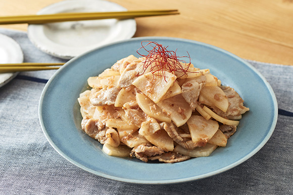 大根と豚肉のおかか炒め