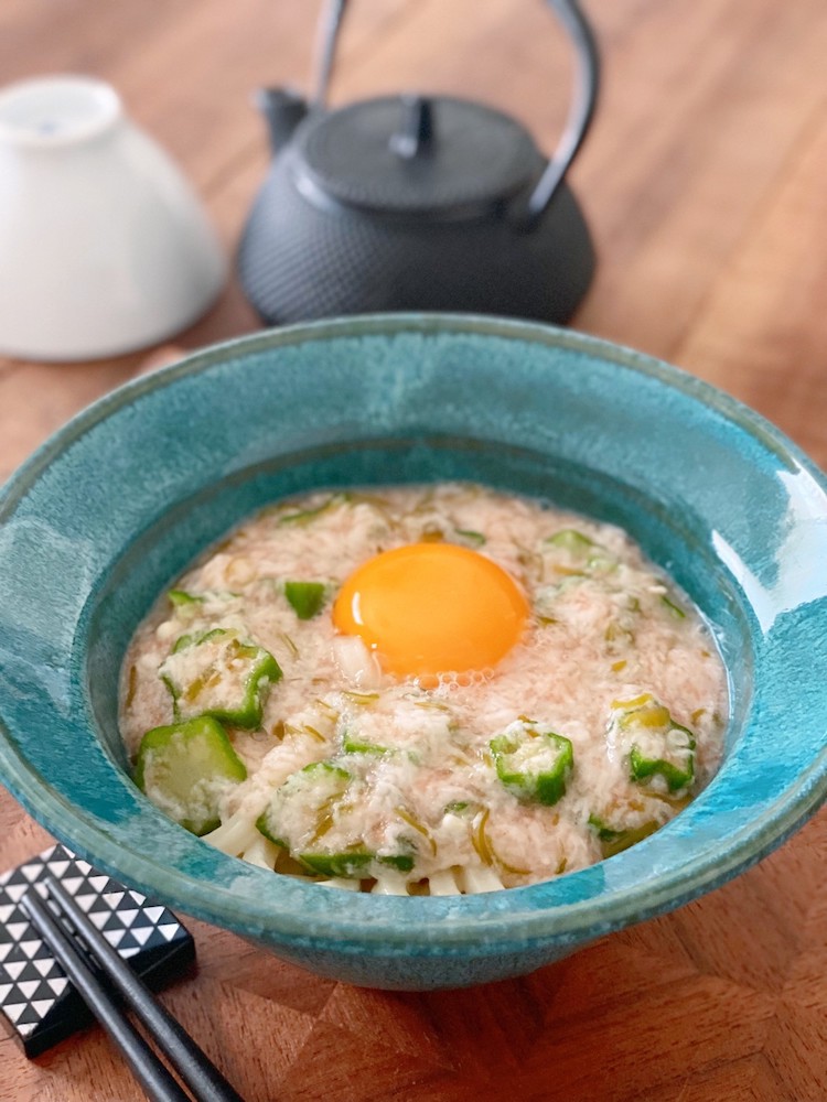 明太ねばねば釜玉うどん