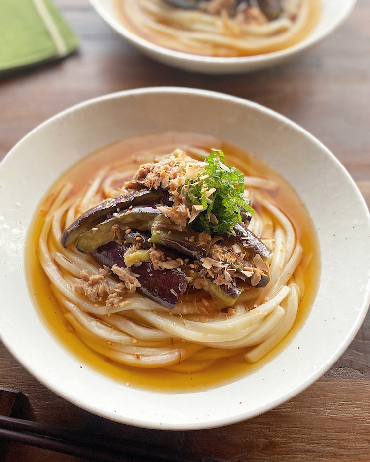 甘辛ツナとなすの冷やしうどん