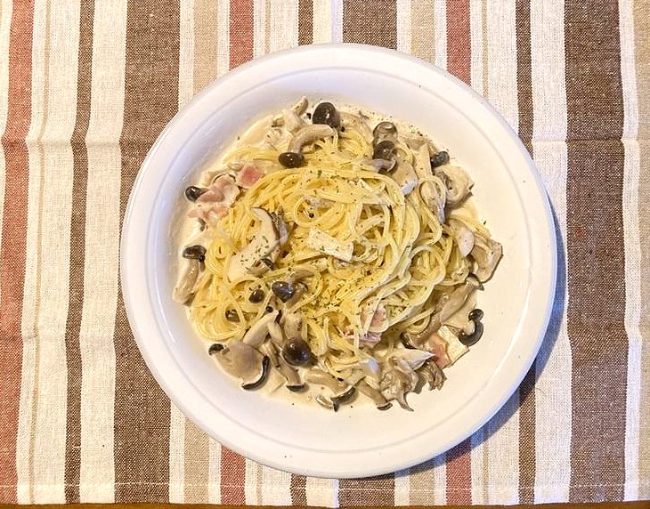 我が家の「きのこのクリームパスタ」