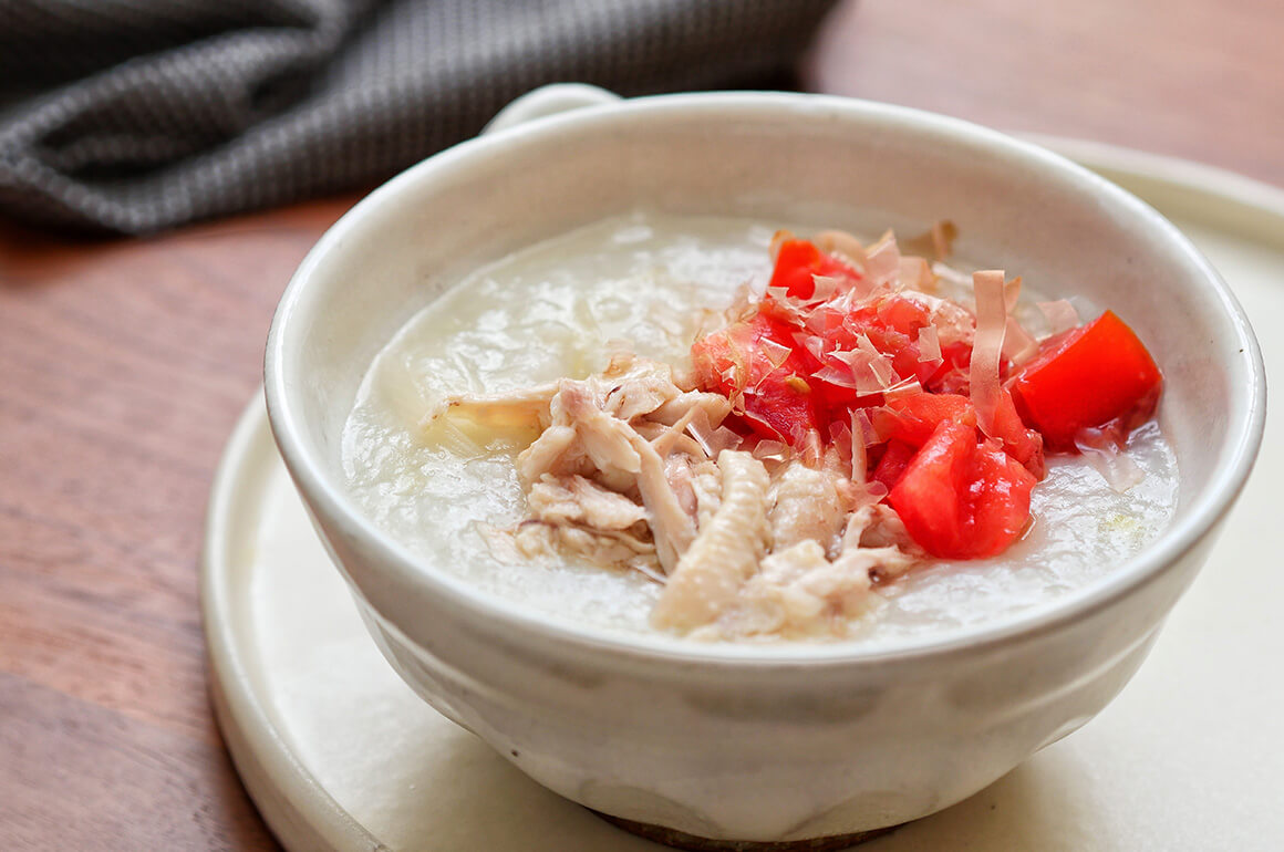 参鶏湯がゆ(梅トマト)