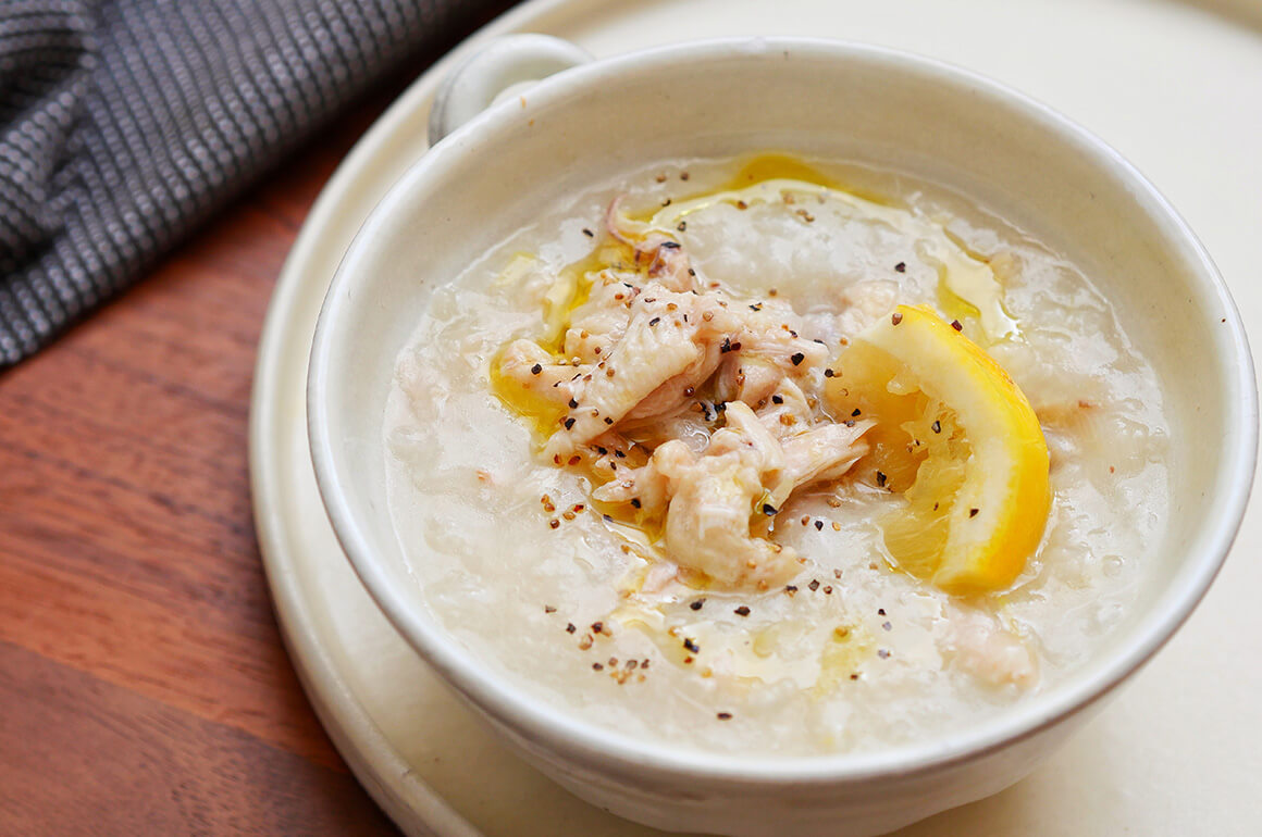 参鶏湯がゆ(レモンペッパー)