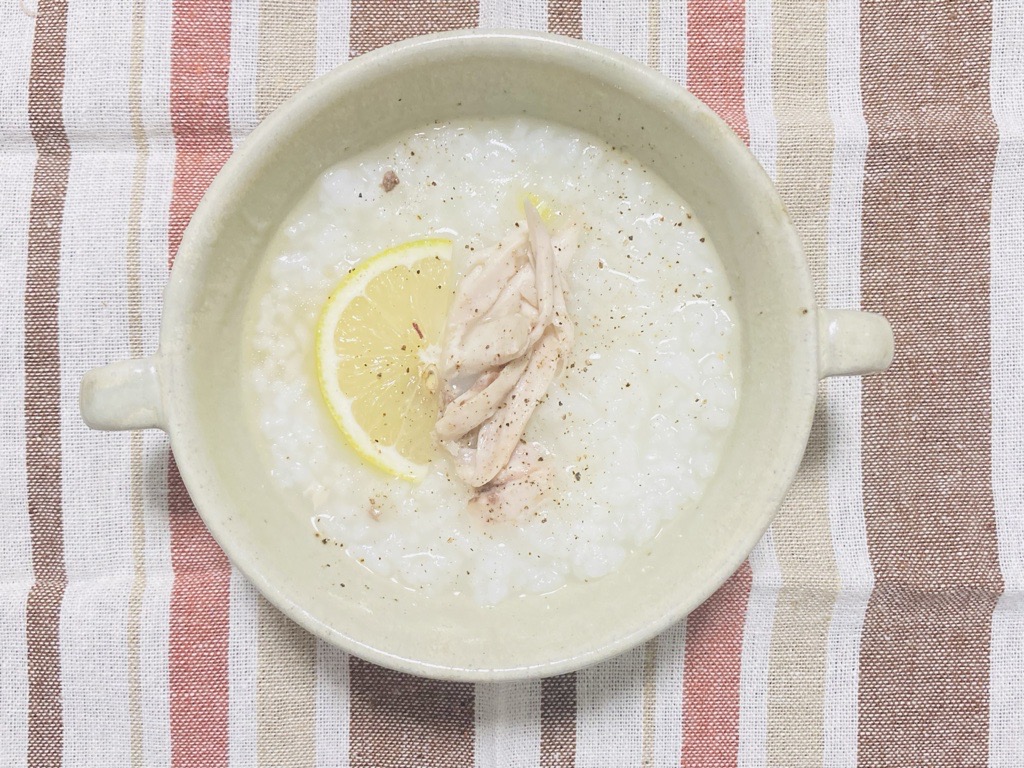 我が家の「参鶏湯がゆ(レモンペッパー)」