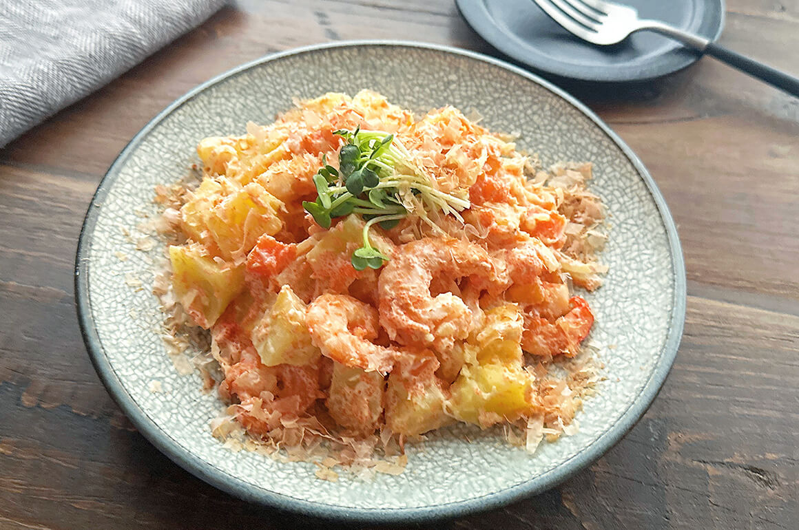 えびとじゃがいもの明太おかかサラダ