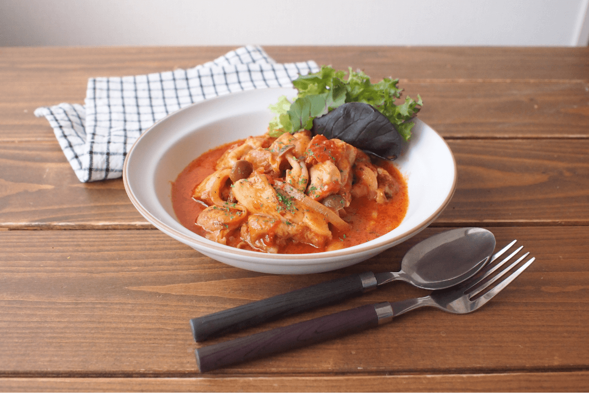 鶏肉のみそトマト煮込み