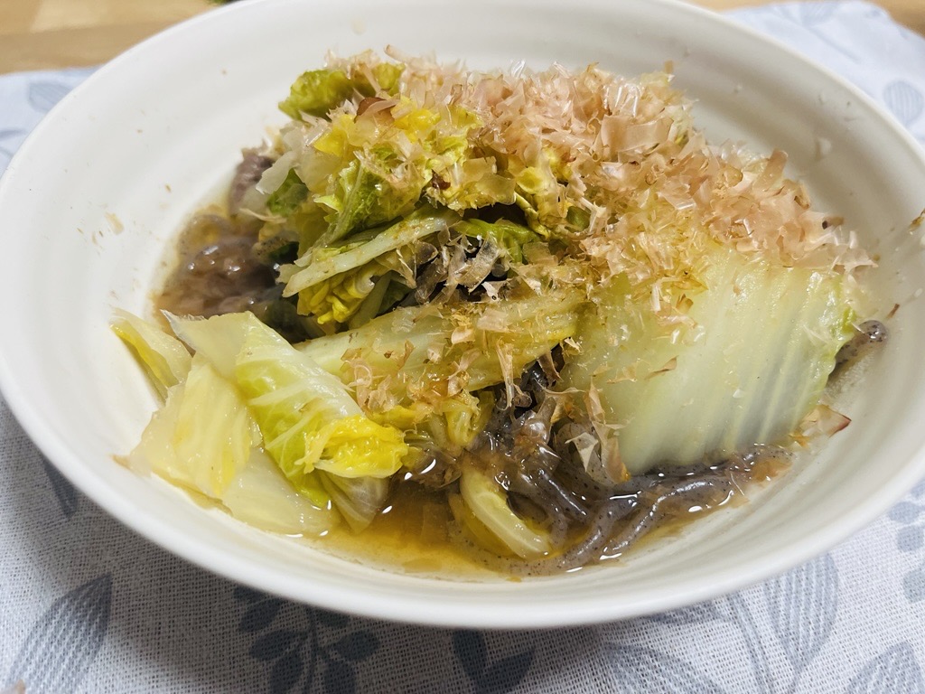 我が家の「白菜がごちそう牛こますき煮」